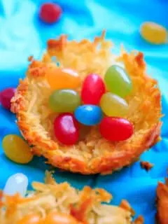 Coconut Macaroon Nests - fill with your favorite candy, or use jelly beans or Easter eggs for a fun holiday treat.