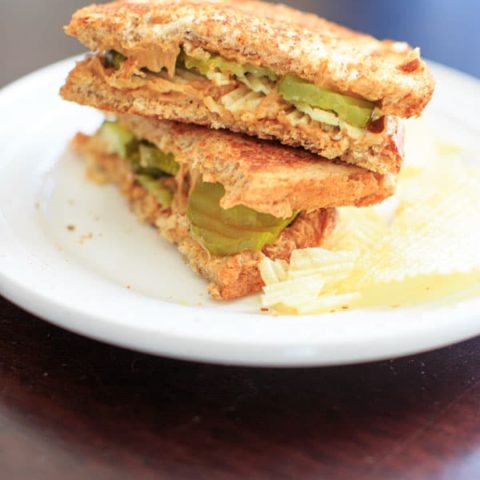 Peanut Butter Pickles And Potato Chips Sandwich