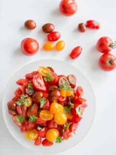 Simple Summer Tomato Salad. Healthy, light, delicious and portable so you can pack it for all your summer adventures.