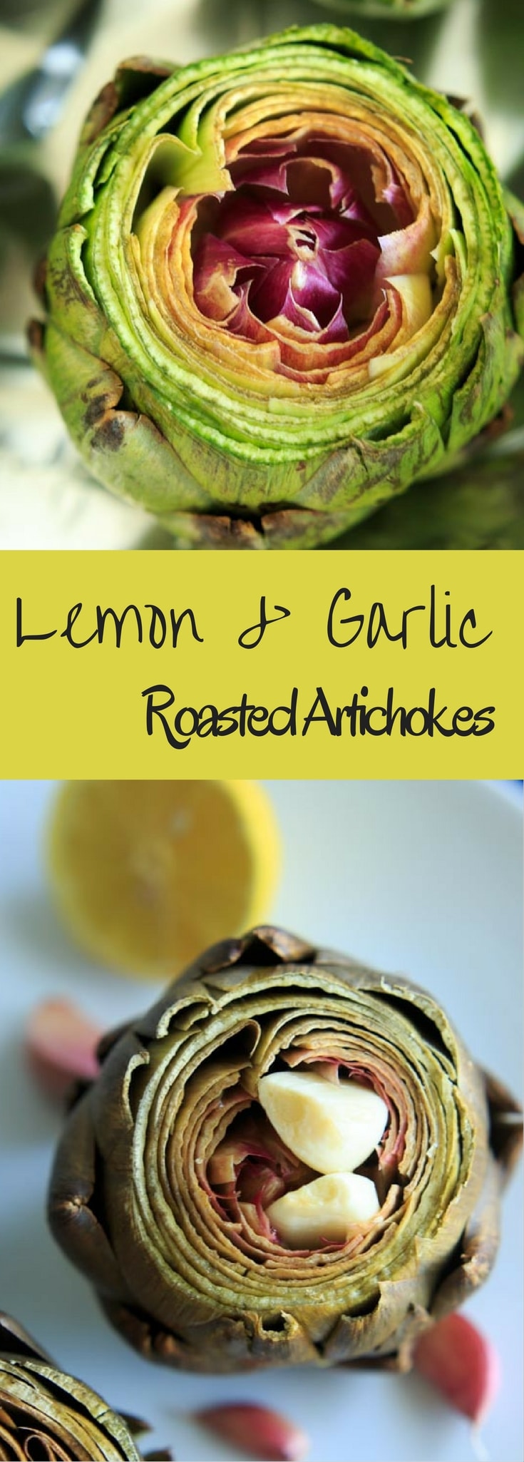 Lemon Garlic Roasted Artichokes - 4 ingredients, vegan & gluten-free