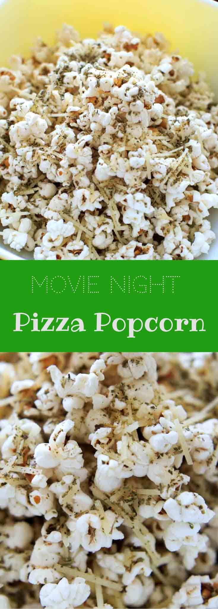 Movie Night Pizza Popcorn - herbs and cheese make a flavorful snack
