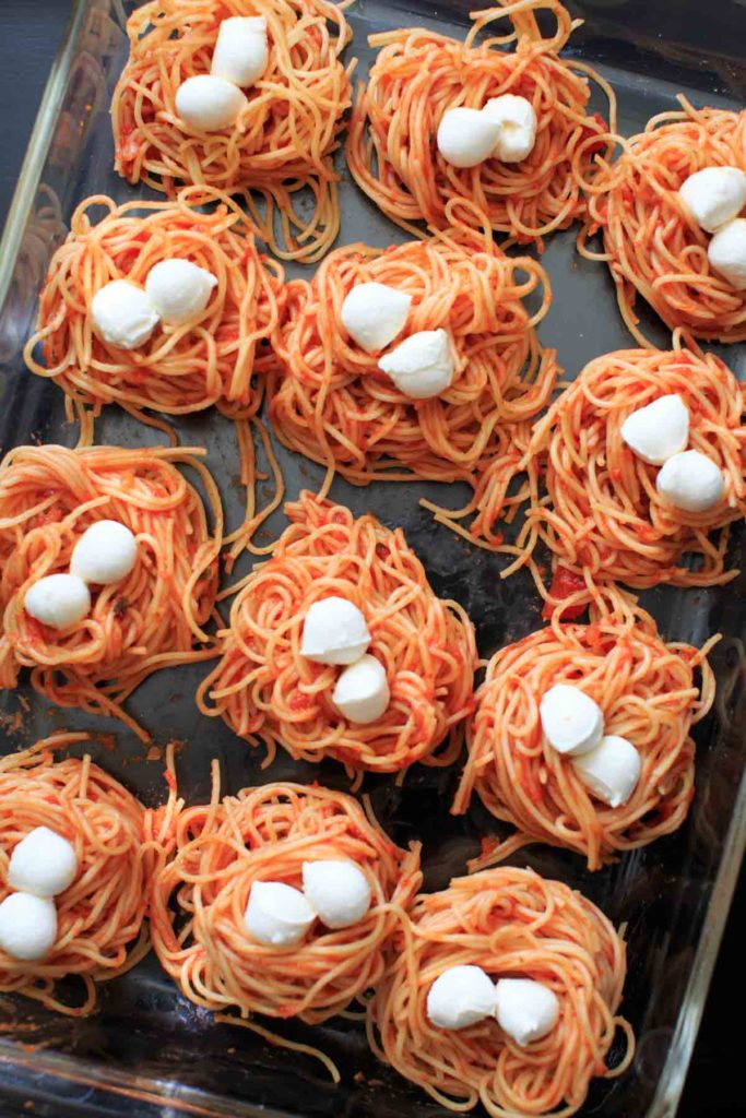 Baked Spaghetti Nests - bake ahead or use leftover pasta
