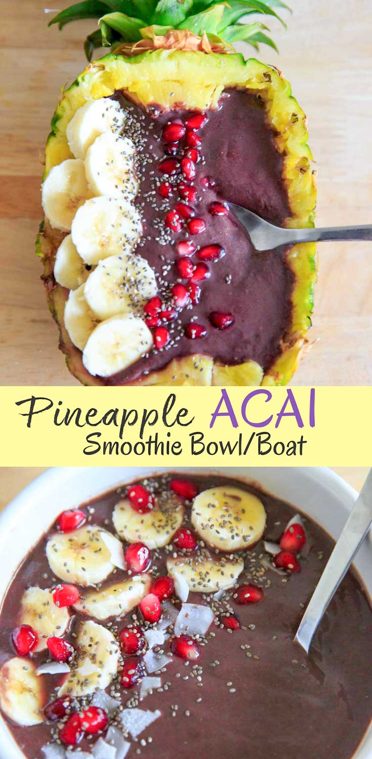 Pineapple Acai Smoothie Bowl Or Boat With Superfoods Vegan Gluten Free