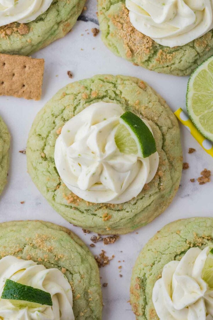 key lime cookie topped with cream cheese topping