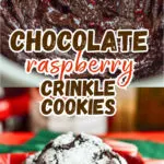 Chocolate raspberry Crinkle Cookies pin