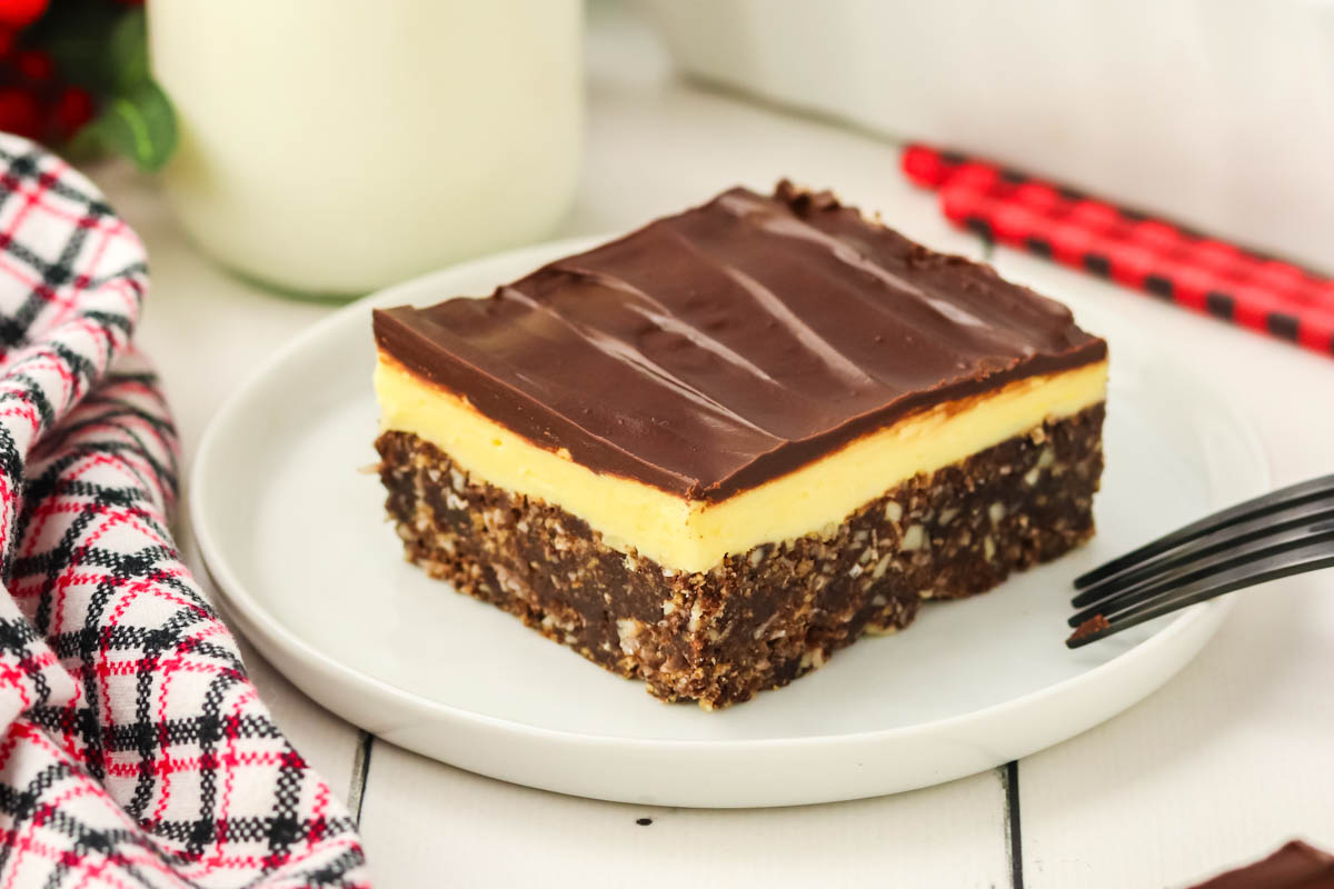 Nanaimo Bar on white plate