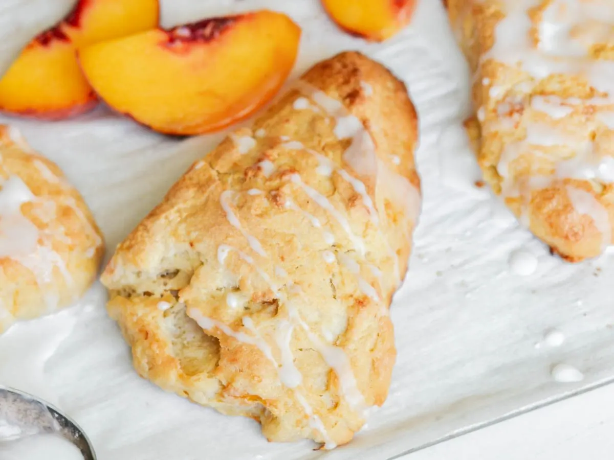 horizontal picture of peach scones