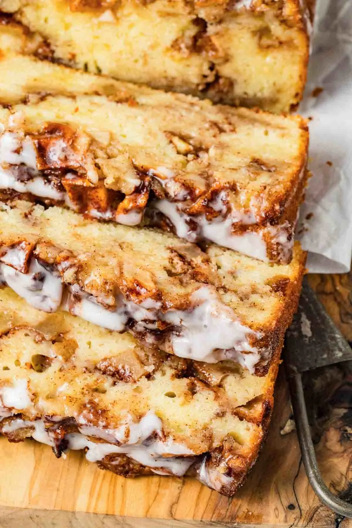 several slices of apple fritter bread.